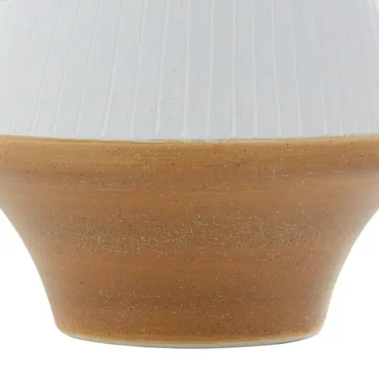 Tan Ceramic Coastal Style Vase, 10" x 7" x 7" {6}