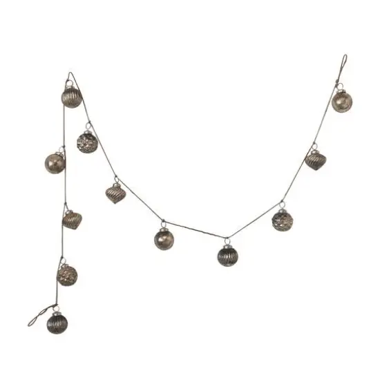 Hello Honey® 6ft. Antique Silver Finish Embossed Mercury Glass Ornament Garland {1}