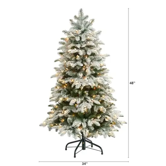 4ft. Pre-Lit Flocked North Carolina Fir Artificial Christmas Tree, Clear Lights {3}