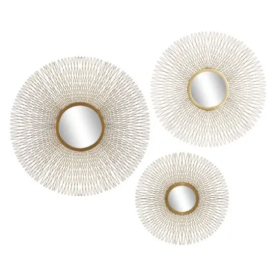 Gold Sunburst Tin Glam Wall Mirrors Set {1}