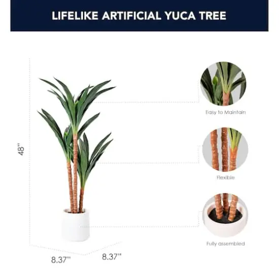 American Art Decor 48" Artificial Yuca Plant in a White Pot {5}