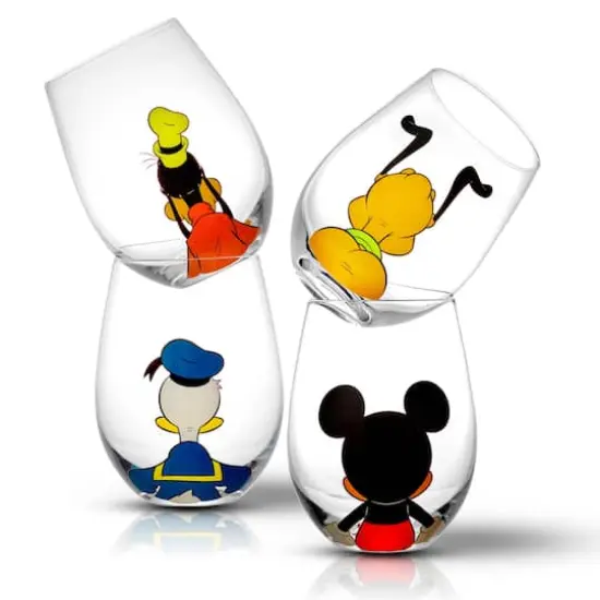 JoyJolt&reg; Disney&reg; Squad 15oz. Mickey Mouse & Pals Looking Backwards Stemless Wine Glasses, 4ct. {4}