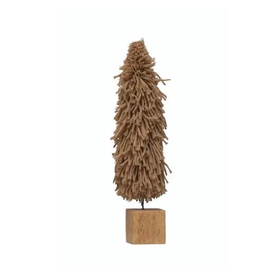 Hello Honey® 11.75" Fabric Yarn Tree with Wood Block Base Tan {1}