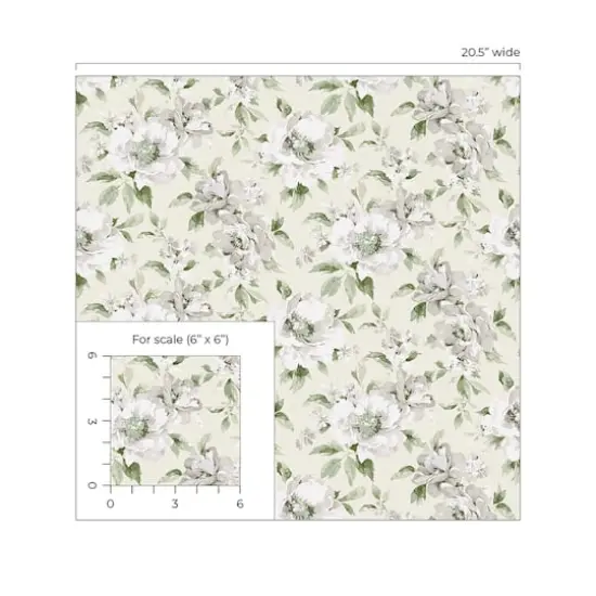Surface Style Whispery Floral Peel & Stick Wallpaper Celadon {4}