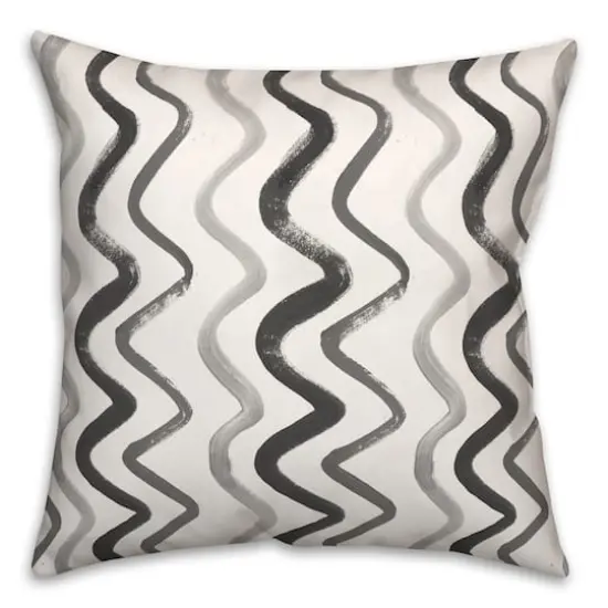 18" Squiggles Indoor/Outdoor Pillow Black/Gray {1}