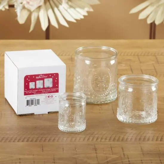 Kate Aspen&reg; Nesting Vintage Clear Glass Tea Light Holder, 3ct. {7}