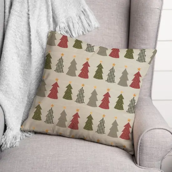 Cream Tree Pattern Throw Pillow {4}