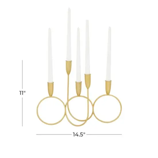 CosmoLiving by Cosmopolitan Gold Metal Contemporary Candelabra, 11" x 15" x 5" {8}