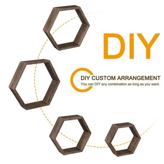 NEX&trade; Hexagon Honeycomb Floating Shelves Set Brown {10}