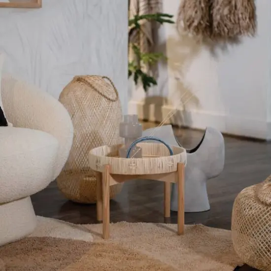 Hello Honey&reg; 23.5" Natural Hand-Woven Bamboo Lantern with Jute Handle & Glass Insert {9}