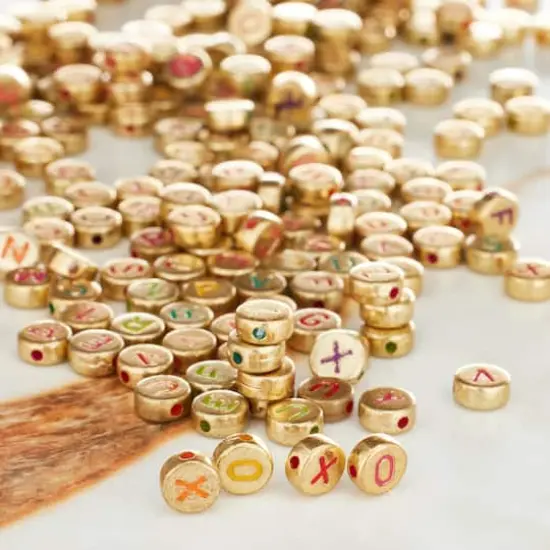 Gold Alphabet Circle Acrylic Beads, 7mm by Bead Landing&trade; {3}