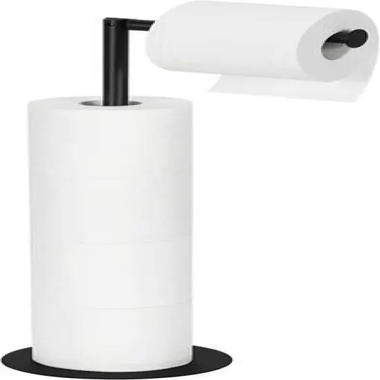 NEX&trade; 21" Black Freestanding Metal Toilet Paper Holder {1}