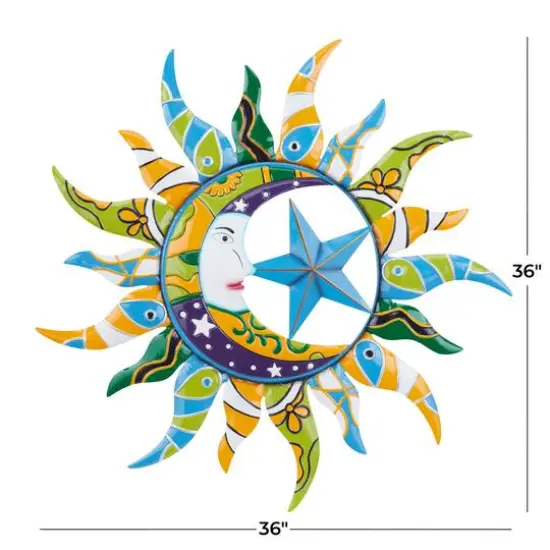 Multi ColoredIron Eclectic Stars Wall Decor, 36" x 2" x 36" {7}