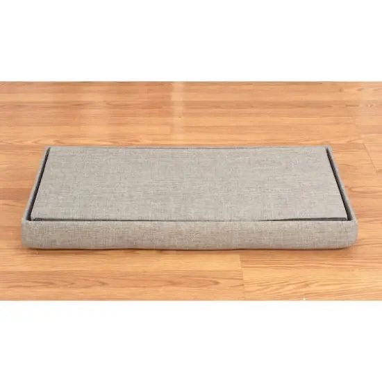 Simplify 30" Faux Linen Double Folding Storage Ottoman Gray {11}
