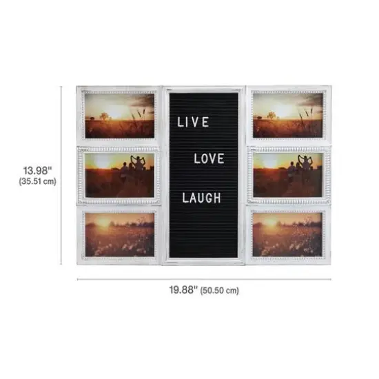 Melannco 6 Opening 20" x 14" Letterboard with Photo Collage White {6}