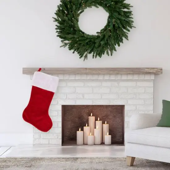 35" Traditional Red with White Cuff Plush Christmas Stocking {4}