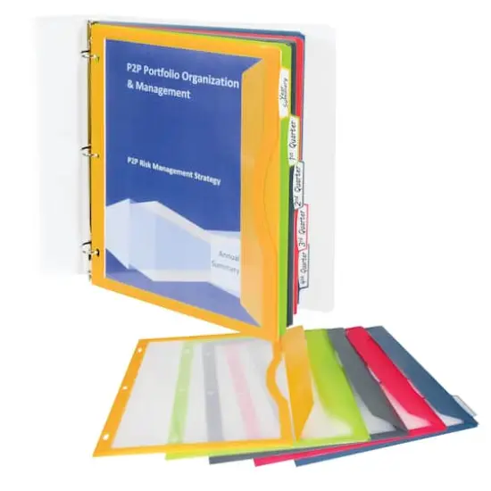 C-Line&reg; 5-Tab Binder Pockets with Write-On Index Tabs, 6 Packs of 5 {3}