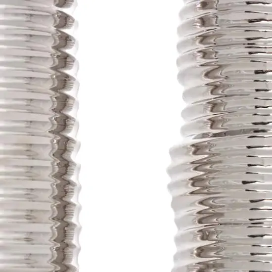 Silver Ceramic Dimensional Ribbed Vase Set {5}