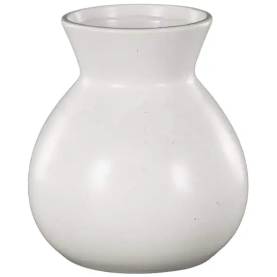 8" White Speckled Ceramic Minimalistic Vase {1}