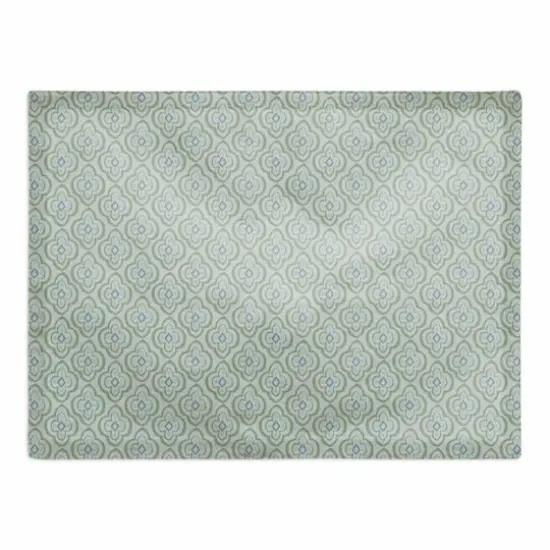 Quatre Cotton Twill Placemat Green on Blue {1}