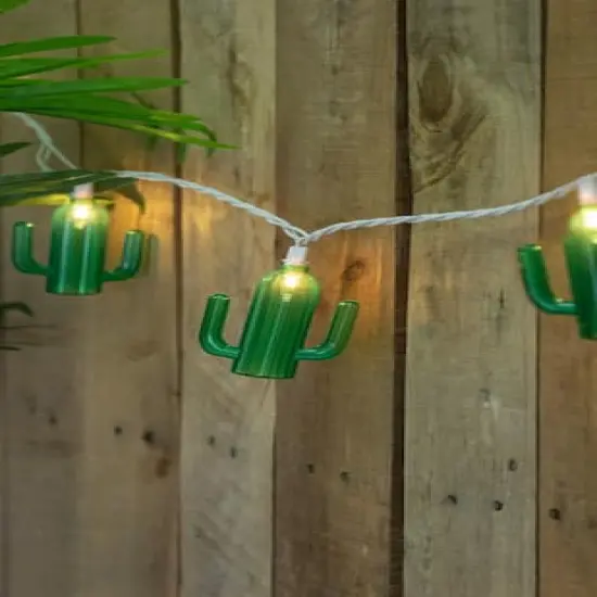 10ct. Green Cactus Patio String Light Set {3}