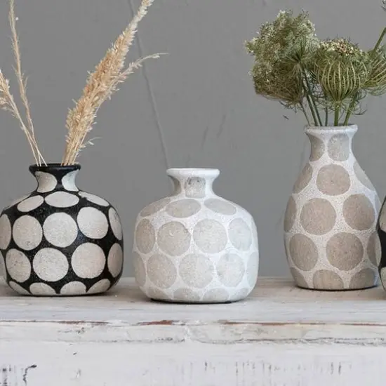 Hello Honey&reg; Terracotta Vase with Wax Relief Dots Natural with Natural Dots {5}