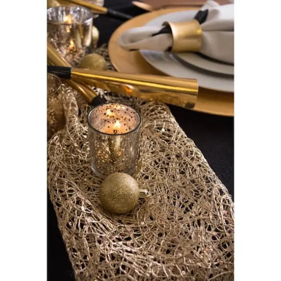 DII&reg; 10ft. Sequin Mesh Table Runner Roll Gold {4}