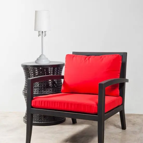 Simple Designs 17.2" Table Lamp with Fabric Shade & Hanging Beads White {5}