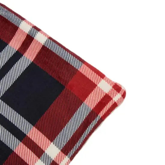 Glitzhome&reg; Polar Fleece Red & Blue Plaid Reversible Duvet Cover {4}