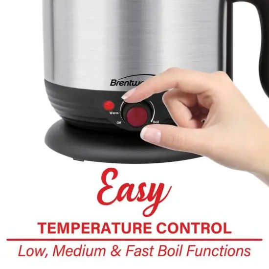 Brentwood Black 1.3qt. 600 Watt Stainless Steel Cordless Electric Hot Pot Cooker & Food Steamer With Swivel Base {4}