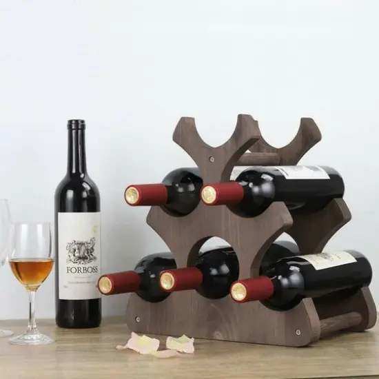 NEX&trade; 16" Countertop 6-Bottle Wood Wine Rack Brown {6}