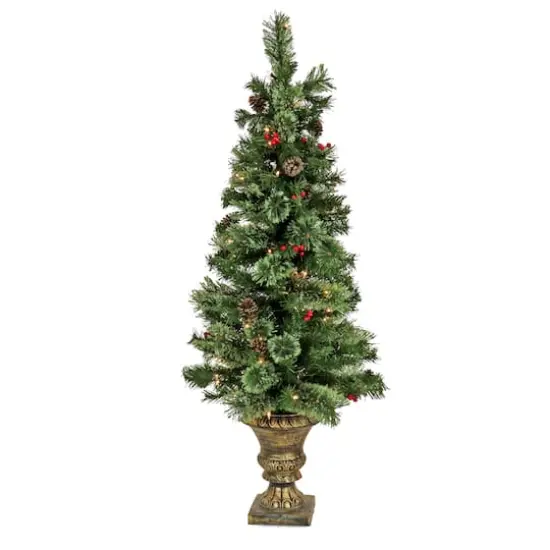 4.5ft. Pre-Lit Cashmere Cone & Berry Entrance Artificial Christmas Tree, Clear Lights {1}