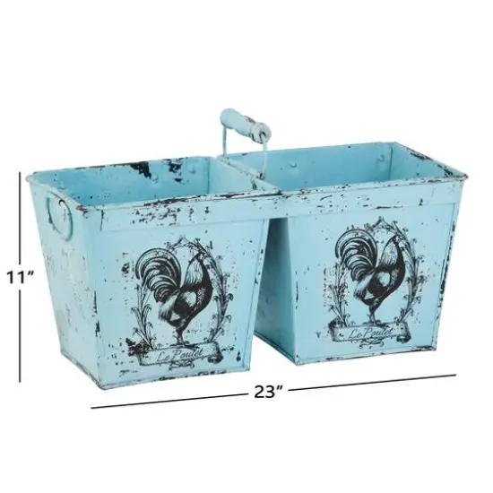 Light Blue Iron Vintage 2-Pot Planter {6}