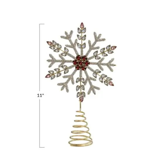 Hello Honey&reg; 11" Metal, Glass & Acrylic Snowflake Tree Topper with Jewels {4}
