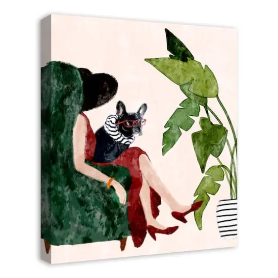 Sophisticated Dog & Woman 2 Canvas Wall Art {3}