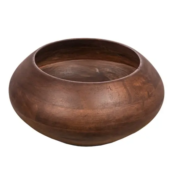 Hello Honey&reg; 9.2" Modern Round Wood Bowl Walnut Finish {1}