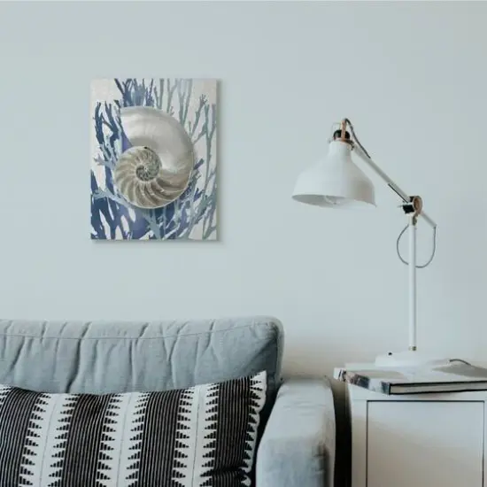 Stupell Industries Shell Coral Beach Blue Design Canvas Wall Art {3}