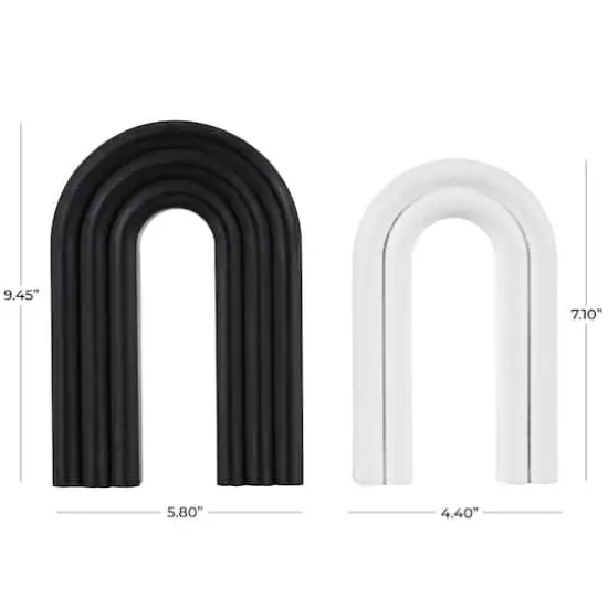 Black & White Geometric Layered Arch Sculpture Set {4}