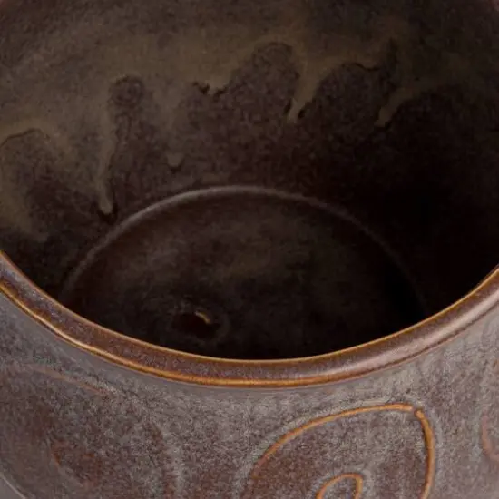 Hello Honey&reg; 6.5" Plum Reactive Glaze Pattern Debossed Stoneware Planter {8}