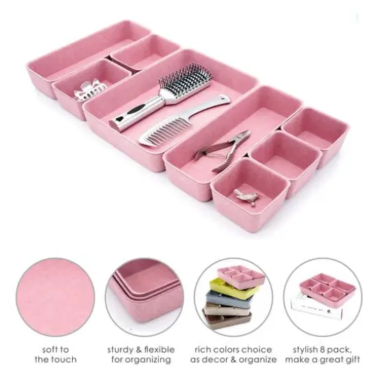 Welaxy Felt 8 Piece Drawer Organizer Tray Set Dusty Rose {5}