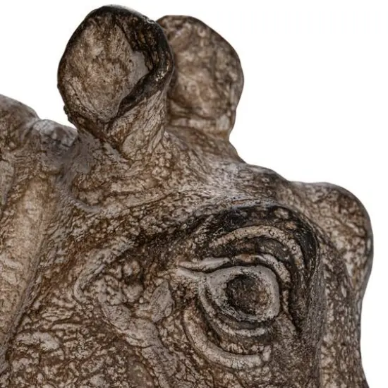 Hello Honey® 16.75" Gray Decorative Hippo Pedestal with Distressed Finish {7}