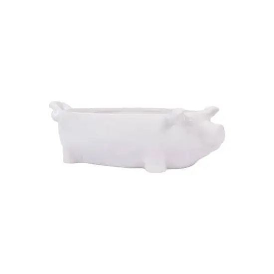 Hello Honey&reg; 12.5" White Ceramic Pig Shaped Bowl {3}