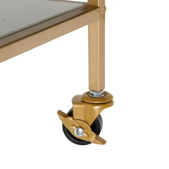 Honey Can Do 3-Tier Gold & White Rolling Bar & Serving Cart with Handles {6}