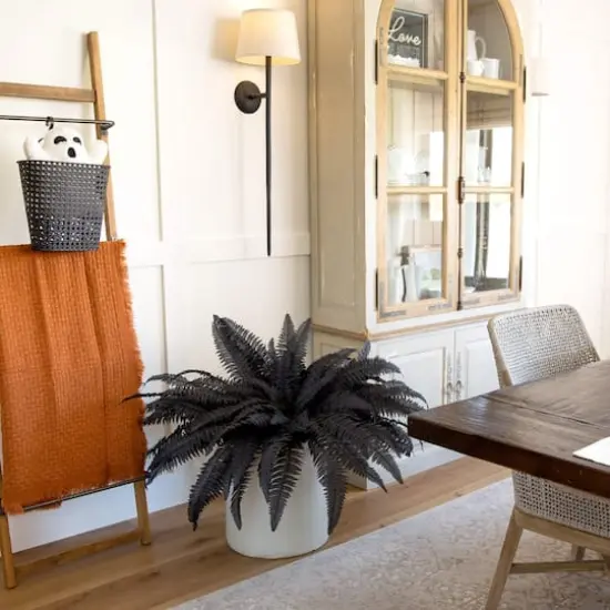 48in. Artificial Halloween Black Boston Fern - Set of 2 {7}