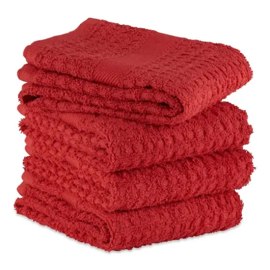DII&reg; Solid Red Waffle Terry Dishtowel, 4ct. {3}