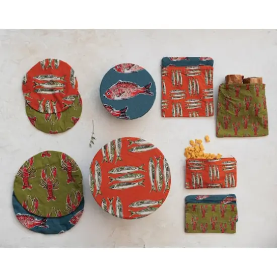 Hello Honey&reg; 8" Sea Life Designs Cotton Bowl Covers with Linings Set {3}