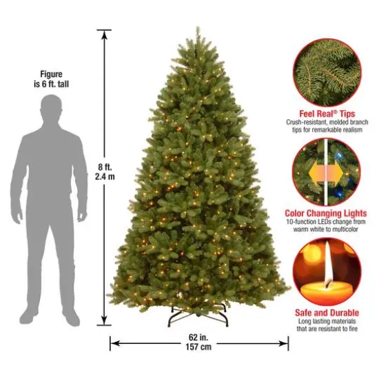 9 ft. Pre-Lit Feel Real&reg; Newberry&reg; Spruce Hinged Artificial Christmas Tree, Dual Color&reg; LED Lights {6}