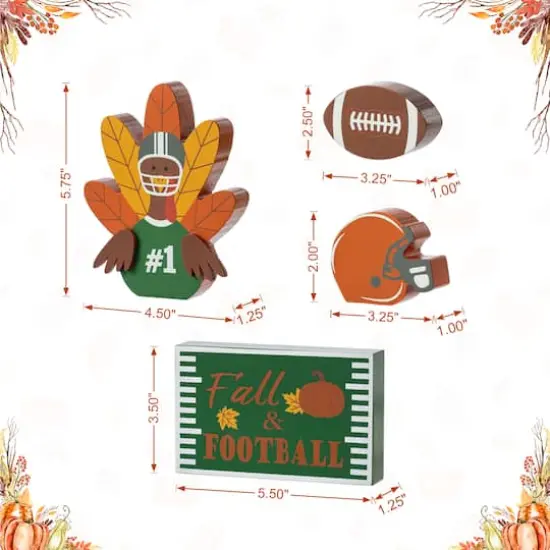 Glitzhome&reg; 5.75"H Thanksgiving Wooden Turkey Table Decor Set {9}