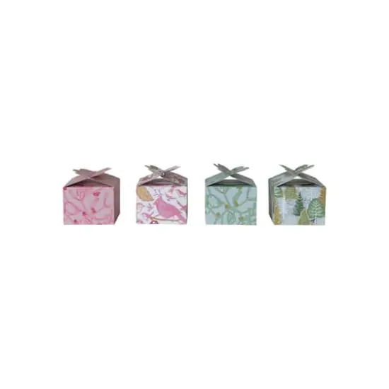 Hello Honey Large Green & Pink Trees, Plants & Bird Pattern Interlocking Gift Boxes, 4ct. {1}