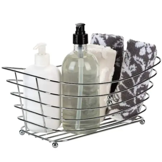 Simplify Wire Towel Basket with Chrome Ball Feet {4}